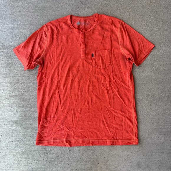 Icebreaker Men’s Merino Wool Henley Pocket T-Shirt Size Small Orange - Picture 1 of 5
